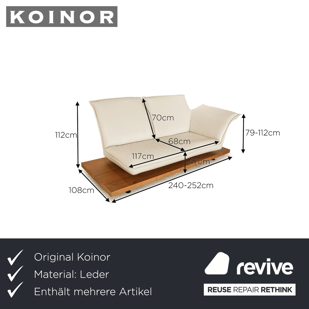 Koinor Free Motion Edit 1 Leather Sofa Set Cream Grey 2x Two-Seater Electric Function