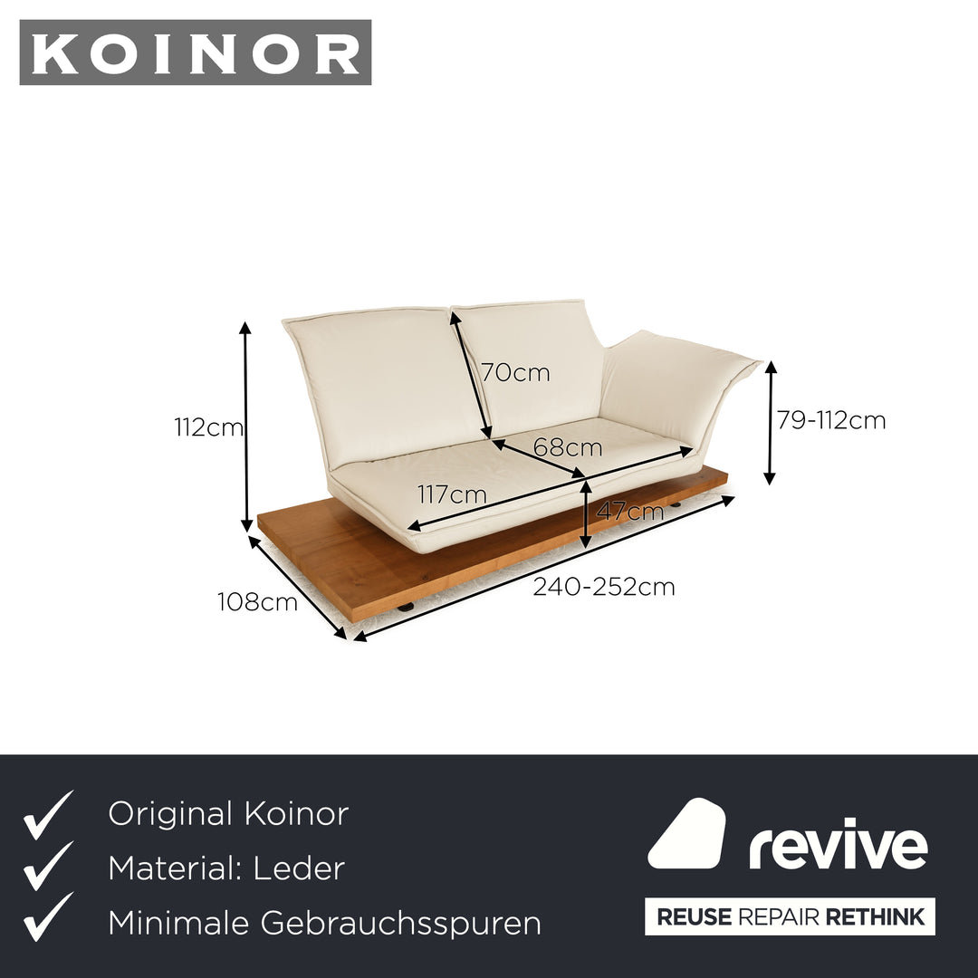 Koinor Free Motion Edit 1 Leather Two Seater Cream Manual Function Sofa Couch