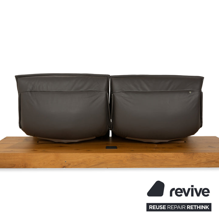 Canapé deux places en cuir gris foncé avec fonction électrique Koinor Free Motion Edit 1