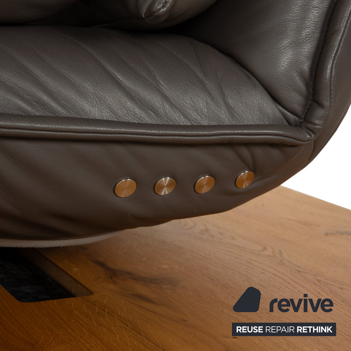 Canapé deux places en cuir gris foncé avec fonction électrique Koinor Free Motion Edit 1