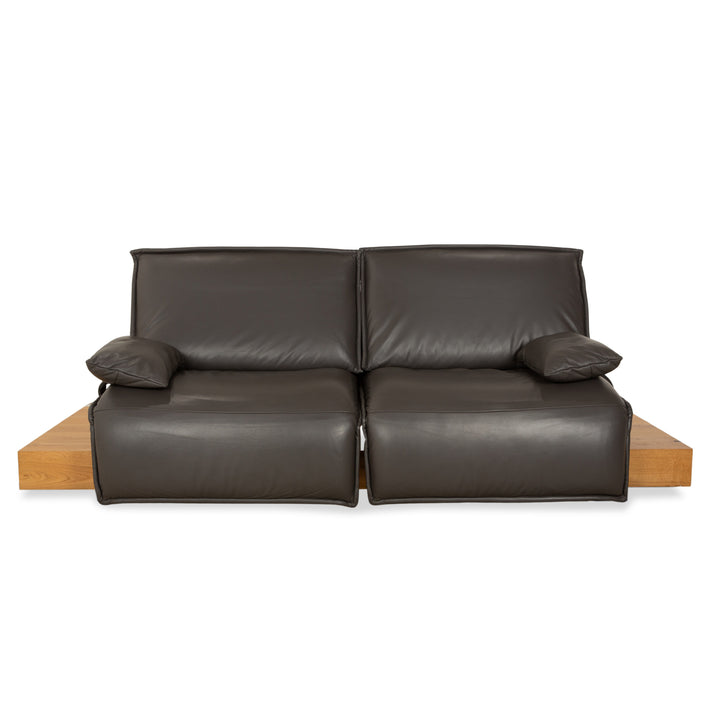 Canapé deux places en cuir gris foncé avec fonction électrique Koinor Free Motion Edit 1