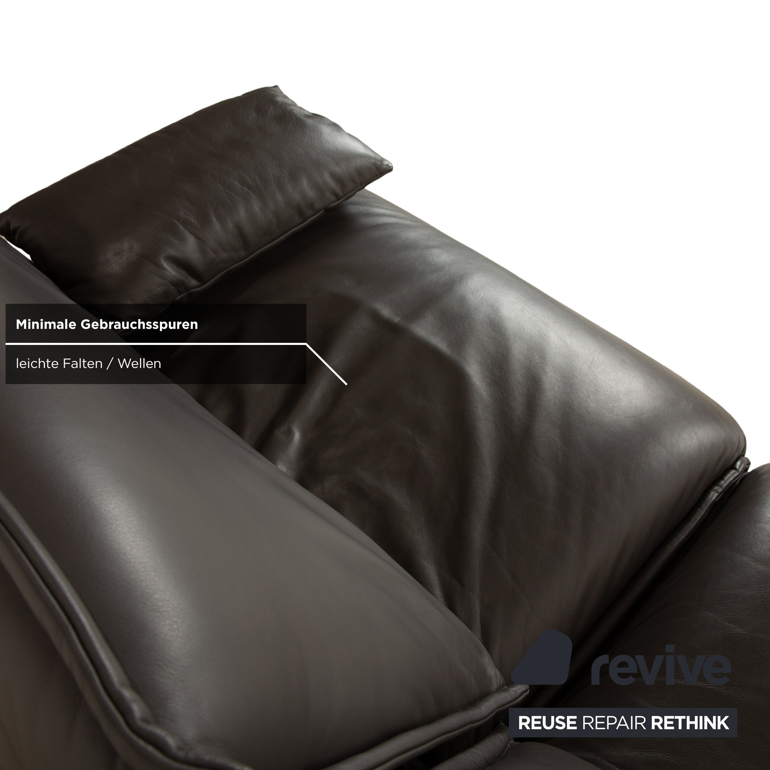 Canapé électrique deux places Koinor Free Motion Edit 1 en cuir gris anthracite.