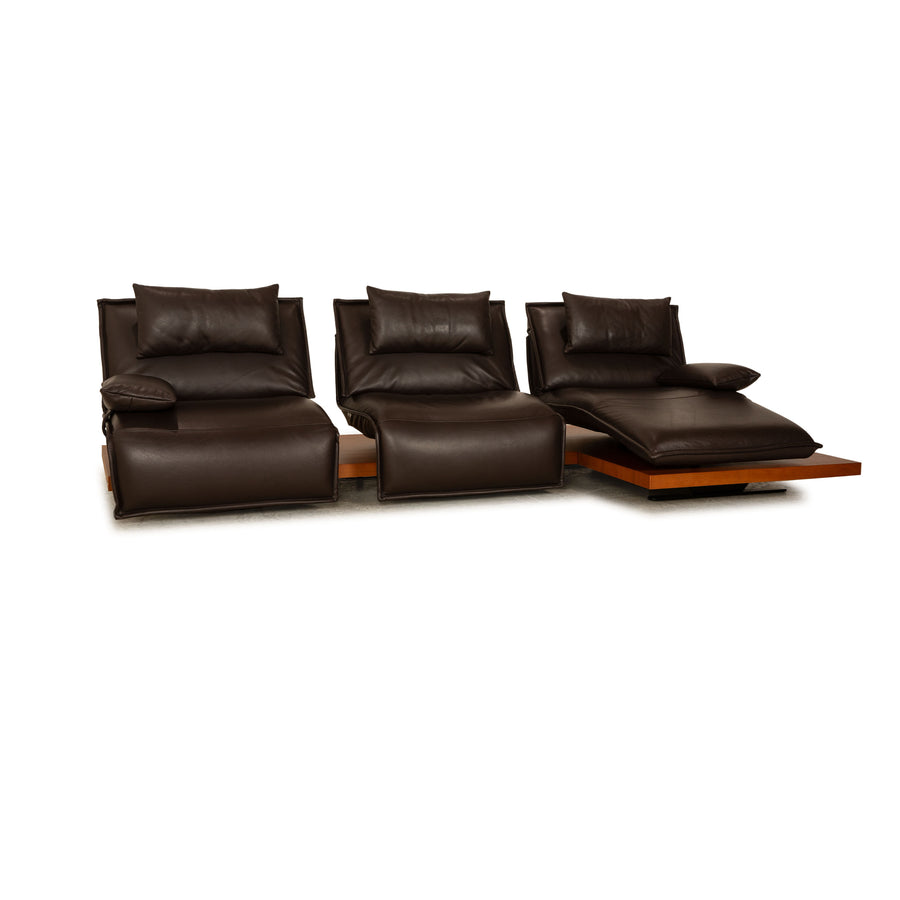 Koinor Free Motion Edit 2 Leather Corner Sofa Dark Brown Electric Function Sofa Couch
