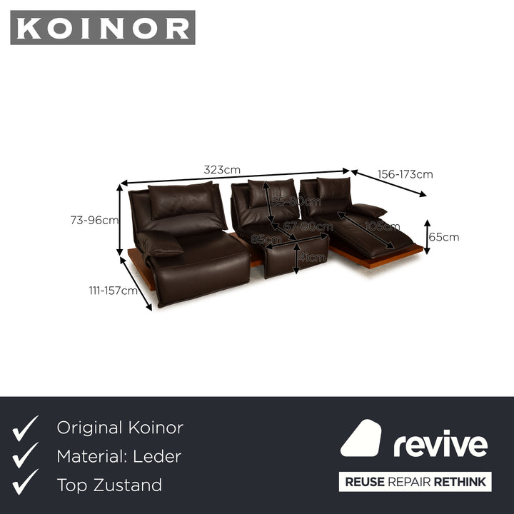 Koinor Free Motion Edit 2 Leder Ecksofa Dunkelbraun elektrische Funktion Sofa Couch