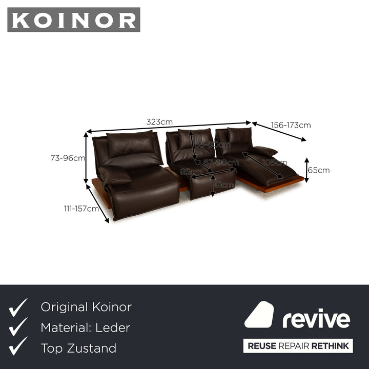 Koinor Free Motion Edit 2 Canapé d'angle en cuir Marron foncé avec fonction électrique