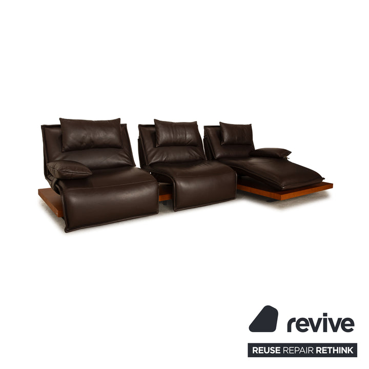Koinor Free Motion Edit 2 Leather Corner Sofa Dark Brown Electric Function Sofa Couch
