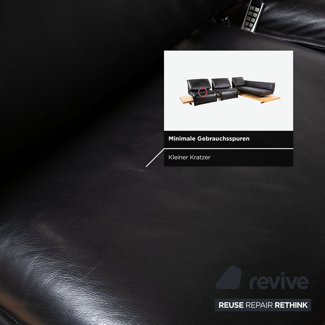 Koinor Free Motion Edit 2 Leather Corner Sofa Black Electric Function Sofa