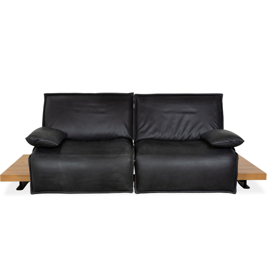 Koinor Free Motion Edit 2 Leather Two-Seater Dark Grey Slate Manual Function Sofa Couch