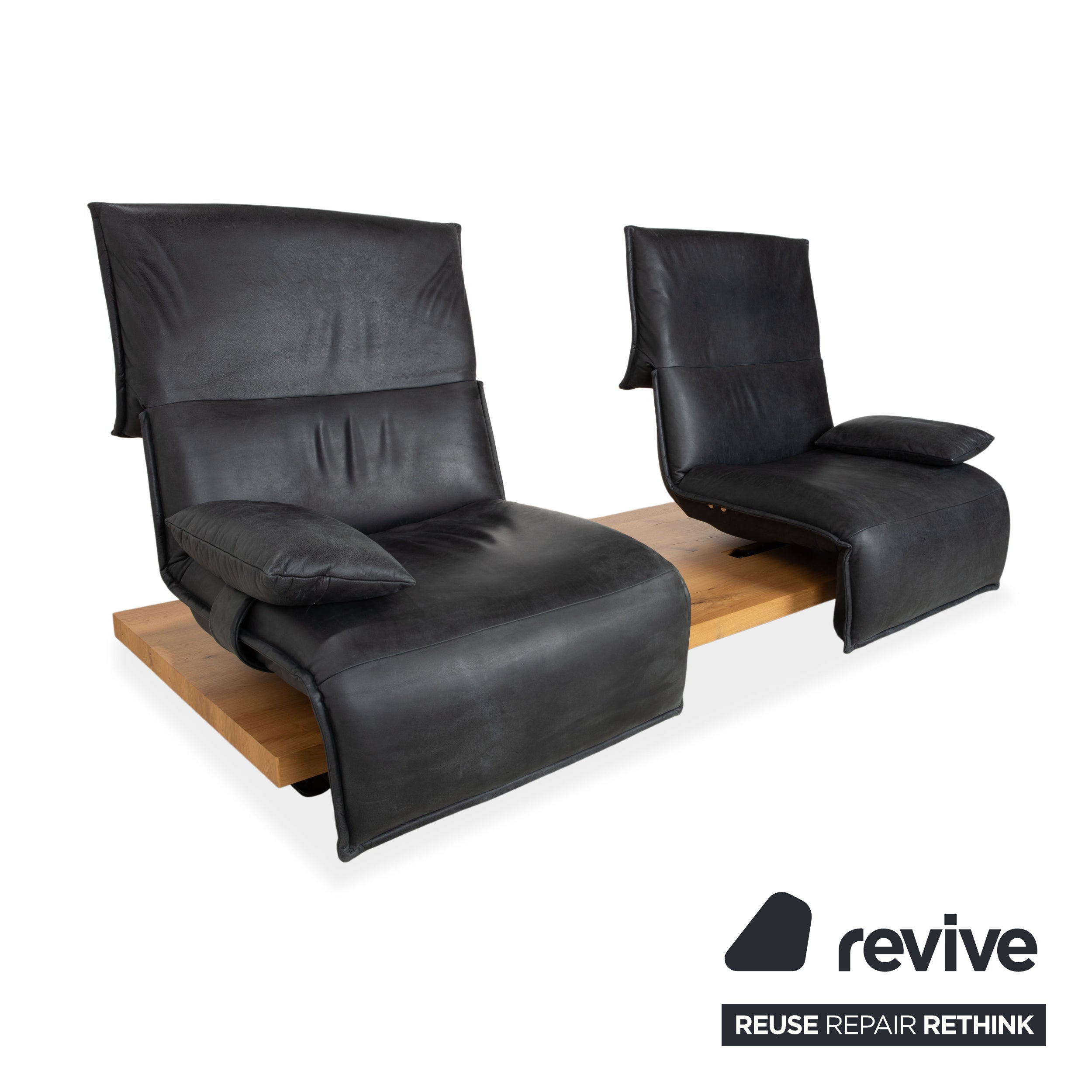 Koinor Free Motion Edit 2 Leder Zweisitzer Dunkelgrau Schiefer manuelle Funktion Sofa Couch