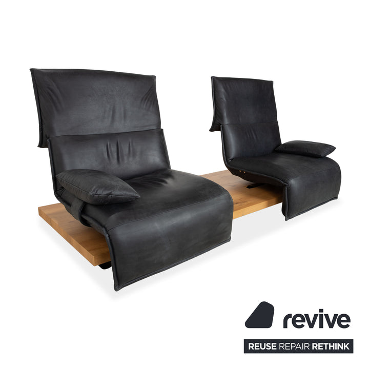 Koinor Free Motion Edit 2 Leder Zweisitzer Dunkelgrau Schiefer manuelle Funktion Sofa Couch
