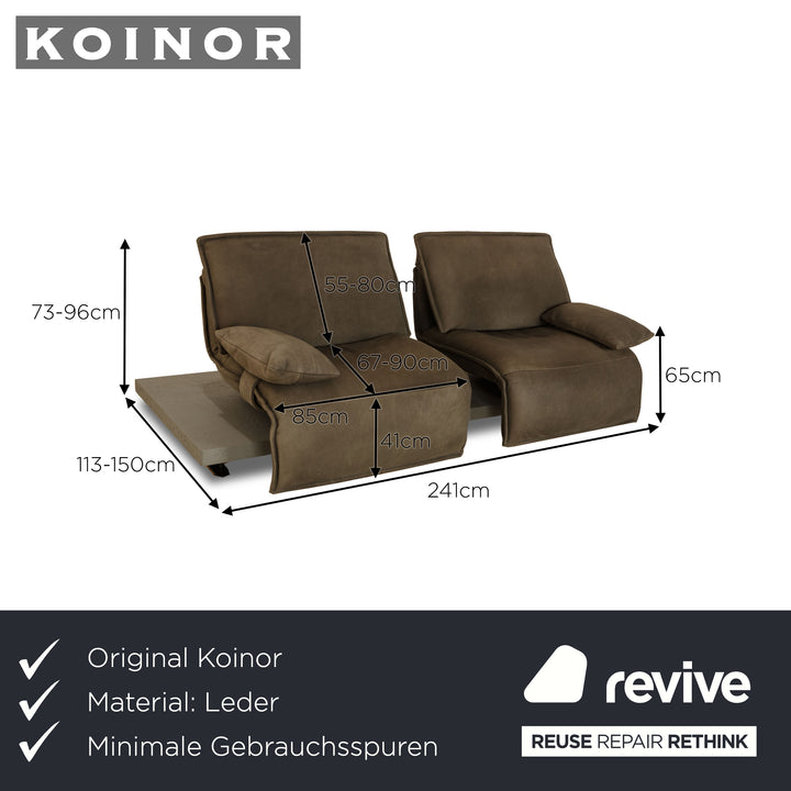 Koinor Free Motion Edit 2 Leather Two Seater Green Grey Electric Function Sofa Couch