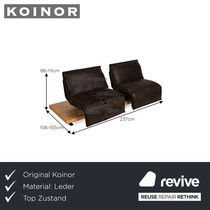 Koinor Free Motion Edit 2 Canapé deux places en tissu marron avec fonction électrique