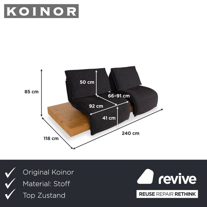 Koinor Free Motion Edit 2 Stoff Zweisitzer Grau Anthrazit elektrische Funktion Sofa Couch
