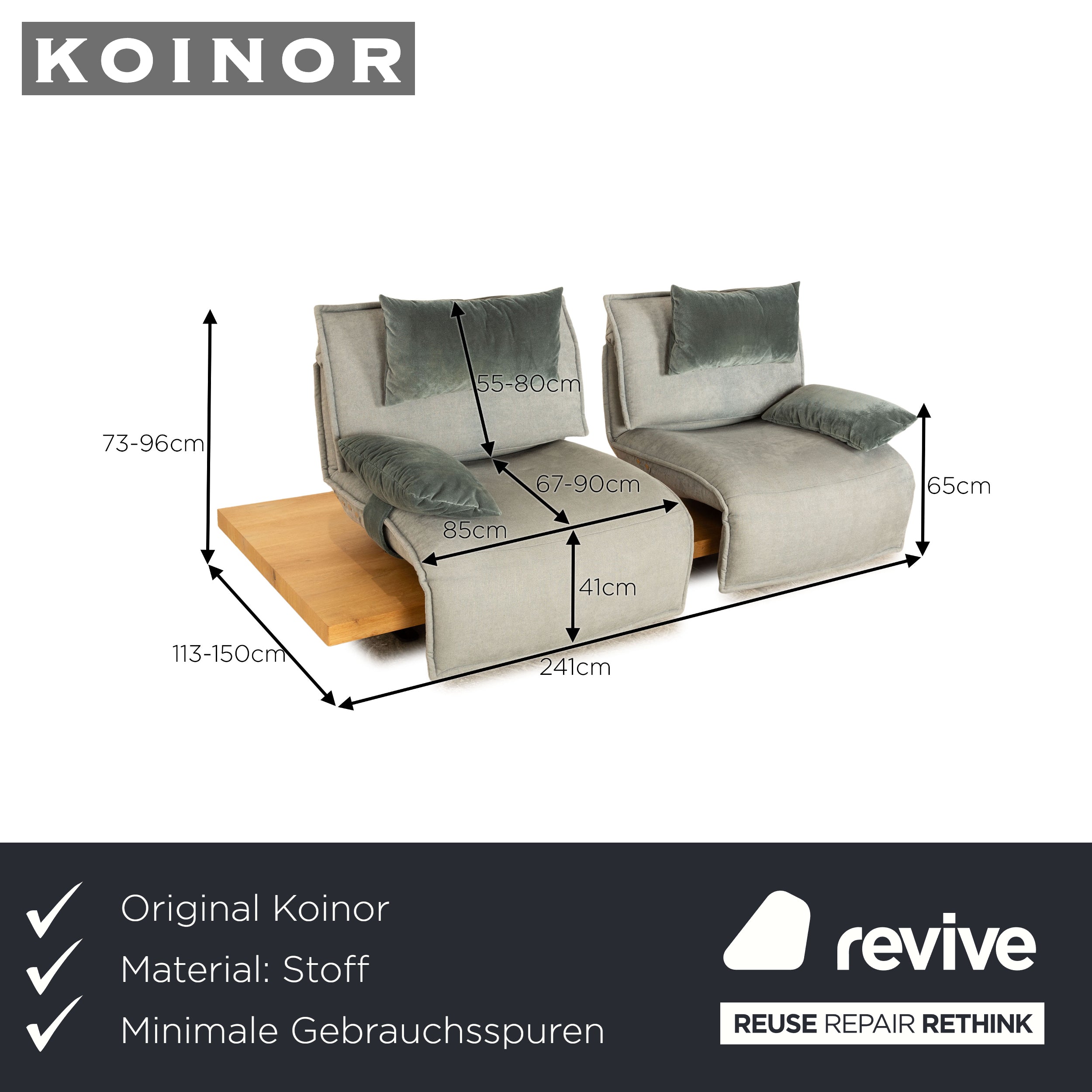 Koinor Free Motion Edit 2 Canapé deux places en tissu Bleu clair Bleu Fonction électrique