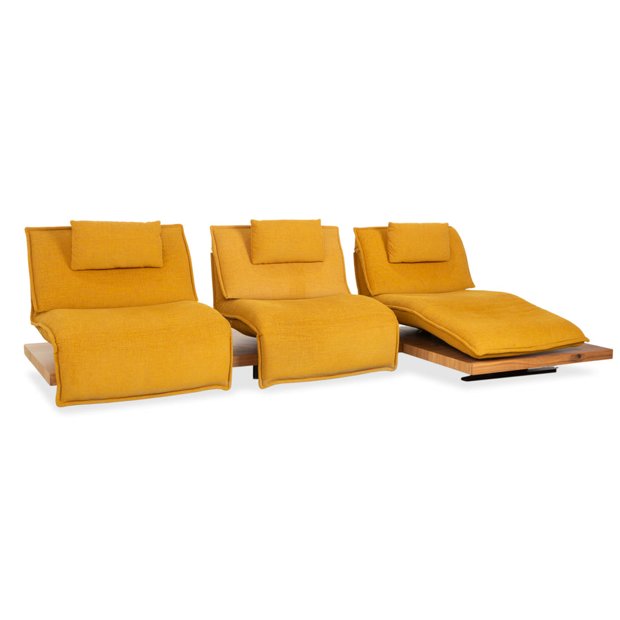 Koinor Free Motion Edit 2 Fabric Two-Seater Chaise Lounge Yellow Gold Electric Function Sofa Couch