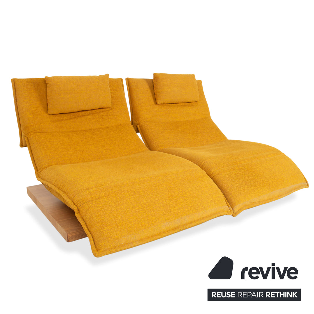 Koinor Free Motion Edit 2 Fabric Two-Seater Chaise Lounge Yellow Gold Electric Function Sofa Couch