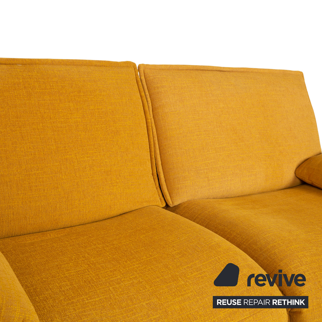 Koinor Free Motion Edit 2 Fabric Two-Seater Chaise Lounge Yellow Gold Electric Function Sofa Couch
