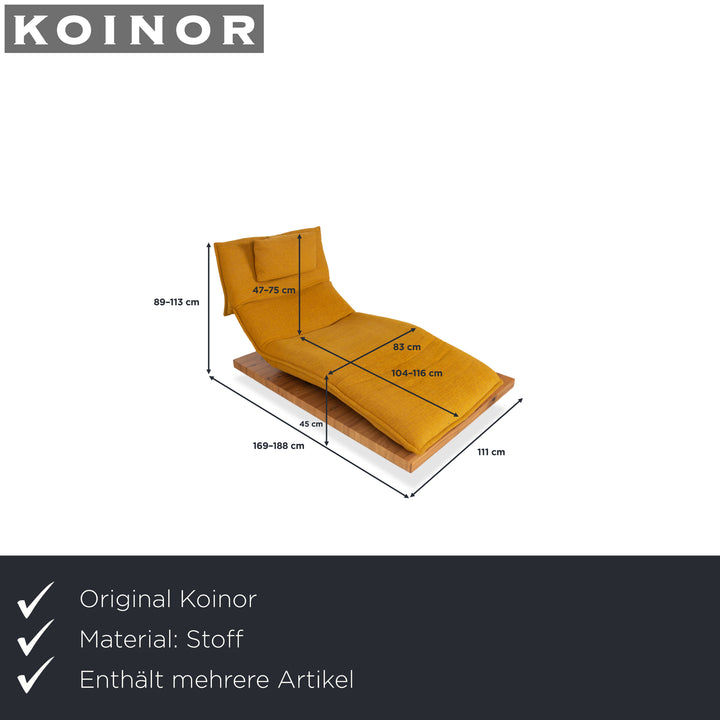 Koinor Free Motion Edit 2 Fabric Two-Seater Chaise Lounge Yellow Gold Electric Function Sofa Couch