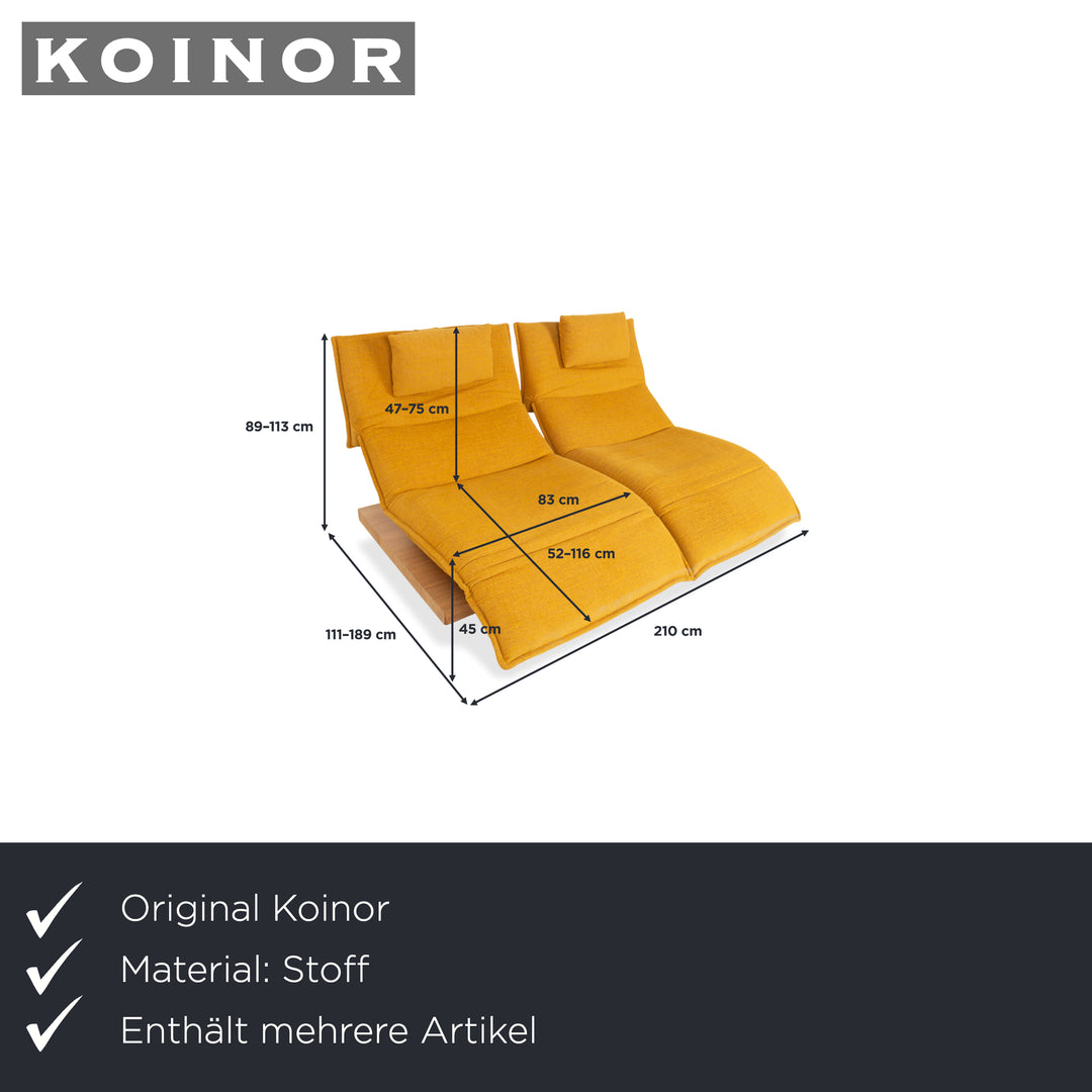 Koinor Free Motion Edit 2 Fabric Two-Seater Chaise Lounge Yellow Gold Electric Function Sofa Couch