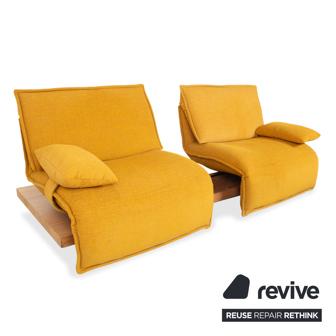 Koinor Free Motion Edit 2 Fabric Two-Seater Chaise Lounge Yellow Gold Electric Function Sofa Couch