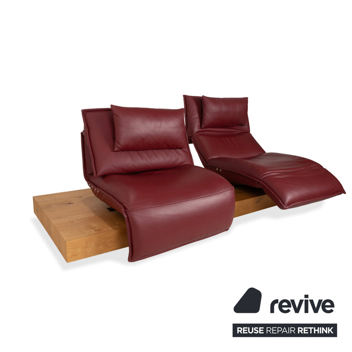 Koinor Free Motion Edit 3 Leder Holz Eiche Dreisitzer Rot elektrische Funktion Sofa Couch