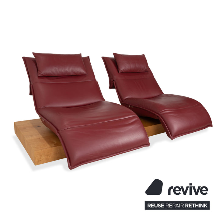 Koinor Free Motion Edit 3 Leder Holz Eiche Dreisitzer Rot elektrische Funktion Sofa Couch