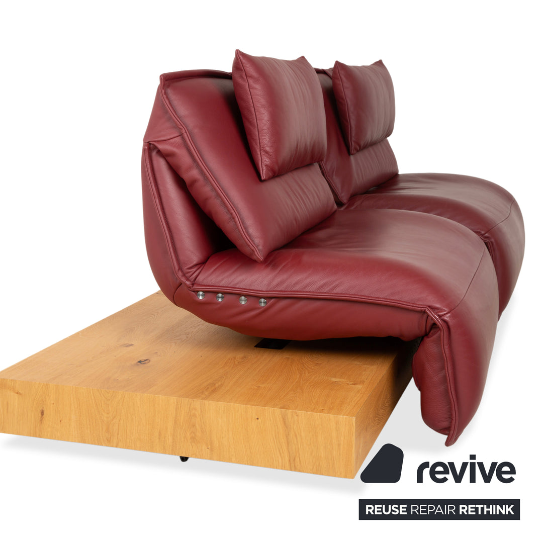 Koinor Free Motion Edit 3 Leder Holz Eiche Dreisitzer Rot elektrische Funktion Sofa Couch