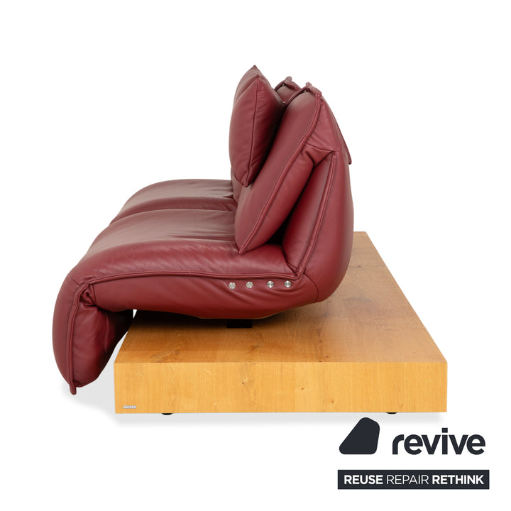 Koinor Free Motion Edit 3 Leder Holz Eiche Dreisitzer Rot elektrische Funktion Sofa Couch