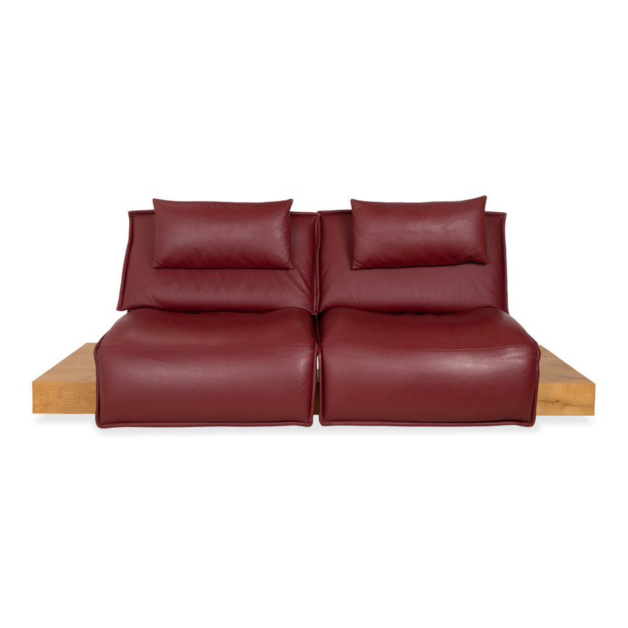 Koinor Free Motion Edit 3 Leder Holz Eiche Dreisitzer Rot elektrische Funktion Sofa Couch