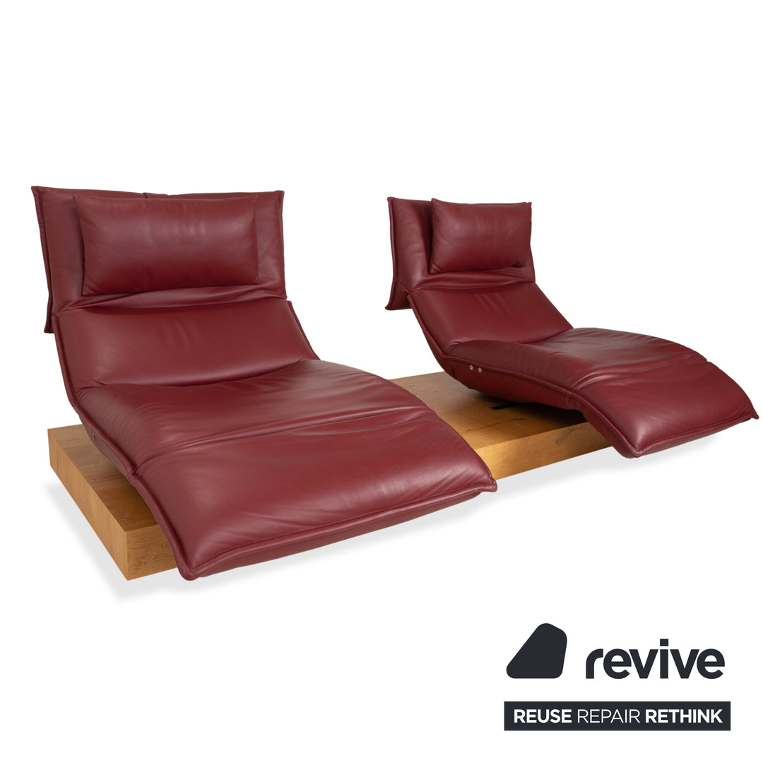 Koinor Free Motion Edit 3 Leder Holz Eiche Dreisitzer Rot elektrische Funktion Sofa Couch