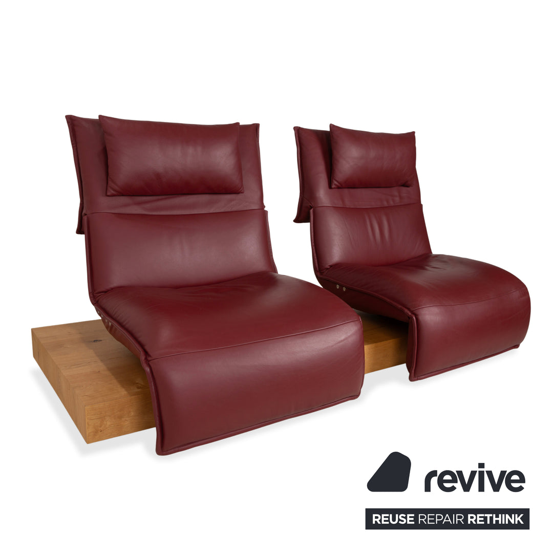 Koinor Free Motion Edit 3 Leder Holz Eiche Dreisitzer Rot elektrische Funktion Sofa Couch