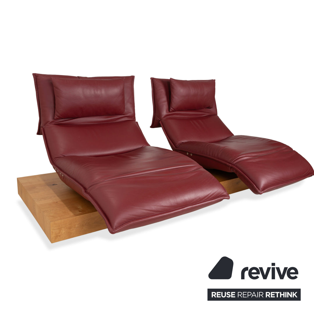 Koinor Free Motion Edit 3 Leder Holz Eiche Dreisitzer Rot elektrische Funktion Sofa Couch