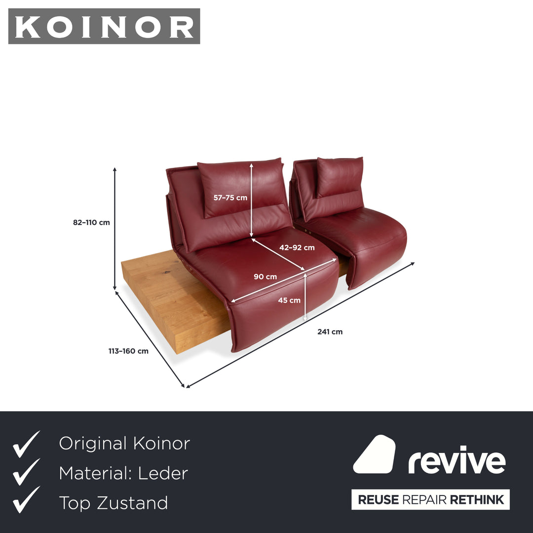 Koinor Free Motion Edit 3 Leder Holz Eiche Dreisitzer Rot elektrische Funktion Sofa Couch