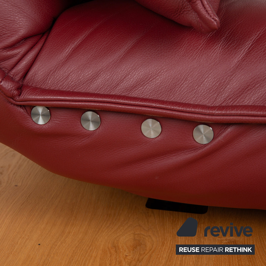 Koinor Free Motion Edit 3 Leder Holz Eiche Dreisitzer Rot elektrische Funktion Sofa Couch