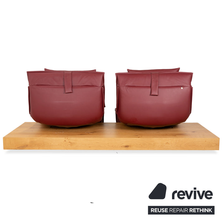 Koinor Free Motion Edit 3 Leder Holz Eiche Dreisitzer Rot elektrische Funktion Sofa Couch