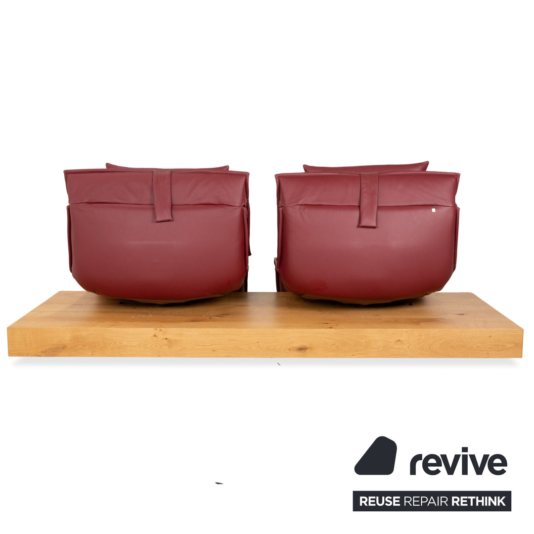 Koinor Free Motion Edit 3 Leder Holz Eiche Dreisitzer Rot elektrische Funktion Sofa Couch