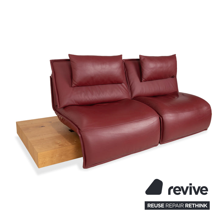 Koinor Free Motion Edit 3 Leder Holz Eiche Dreisitzer Rot elektrische Funktion Sofa Couch