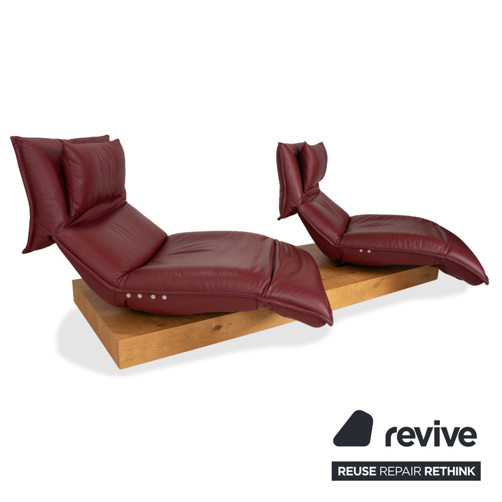 Koinor Free Motion Edit 3 Leder Holz Eiche Dreisitzer Rot elektrische Funktion Sofa Couch