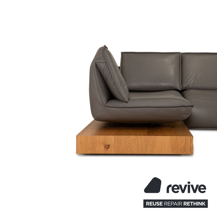Koinor Free Motion Edit 3 Leder Ecksofa Grau Sofa Couch Holz Funktion