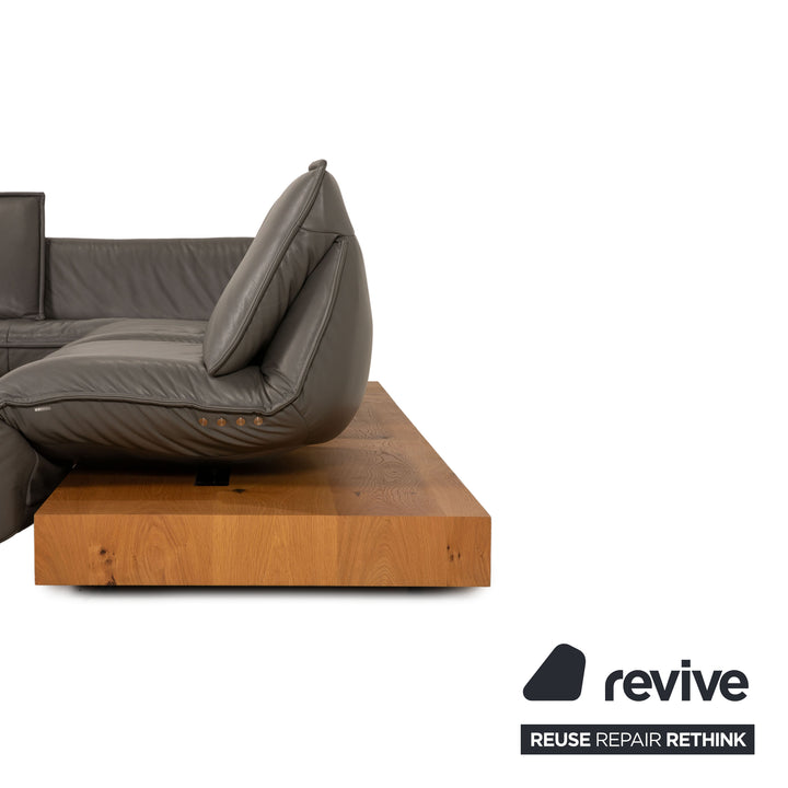 Koinor Free Motion Edit 3 Leder Ecksofa Grau Sofa Couch Holz Funktion