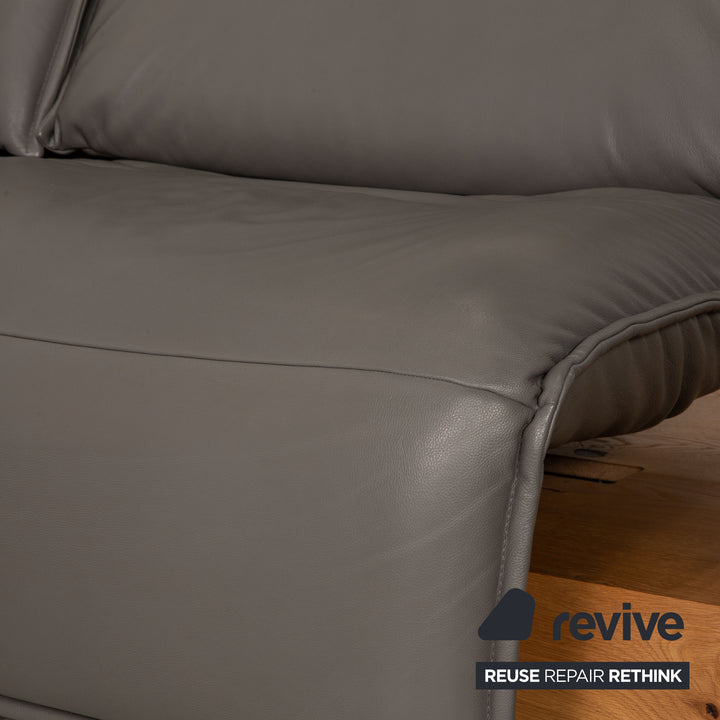 Koinor Free Motion Edit 3 Leder Ecksofa Grau Sofa Couch Holz Funktion