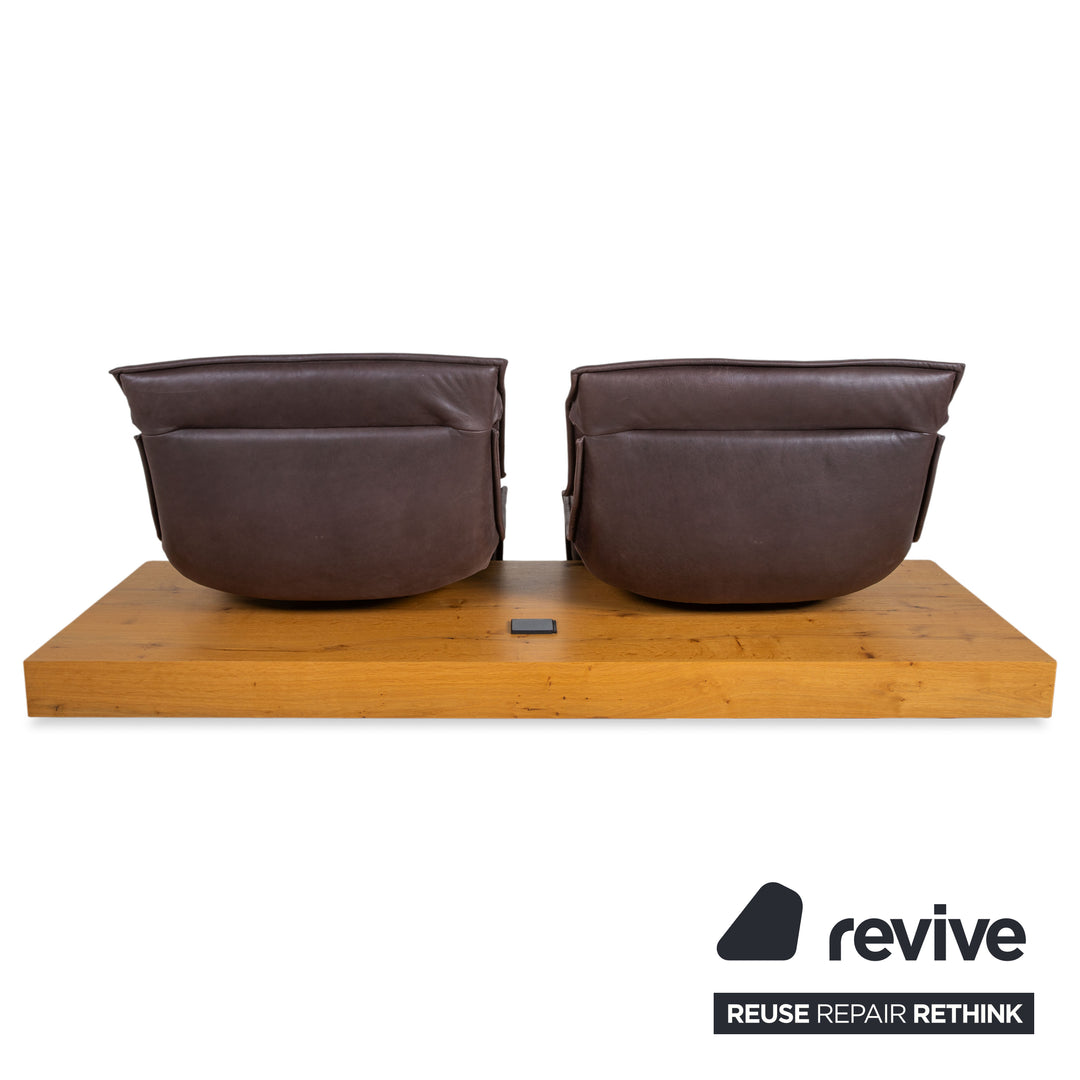 Koinor Free Motion Edit 3 Leather Suite Two-Seater & Ottoman Chocolate Brown Sofa Couch Electric/Manual Function