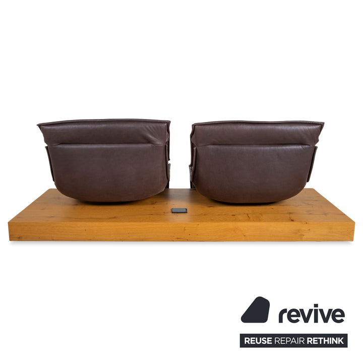 Koinor Free Motion Edit 3 Leather Suite Two-Seater & Ottoman Chocolate Brown Sofa Couch Electric/Manual Function