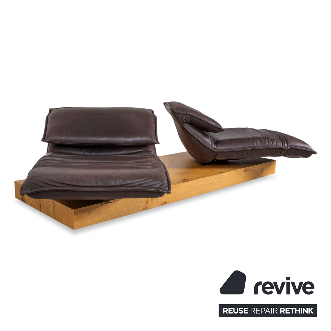 Koinor Free Motion Edit 3 Leather Suite Two-Seater & Ottoman Chocolate Brown Sofa Couch Electric/Manual Function