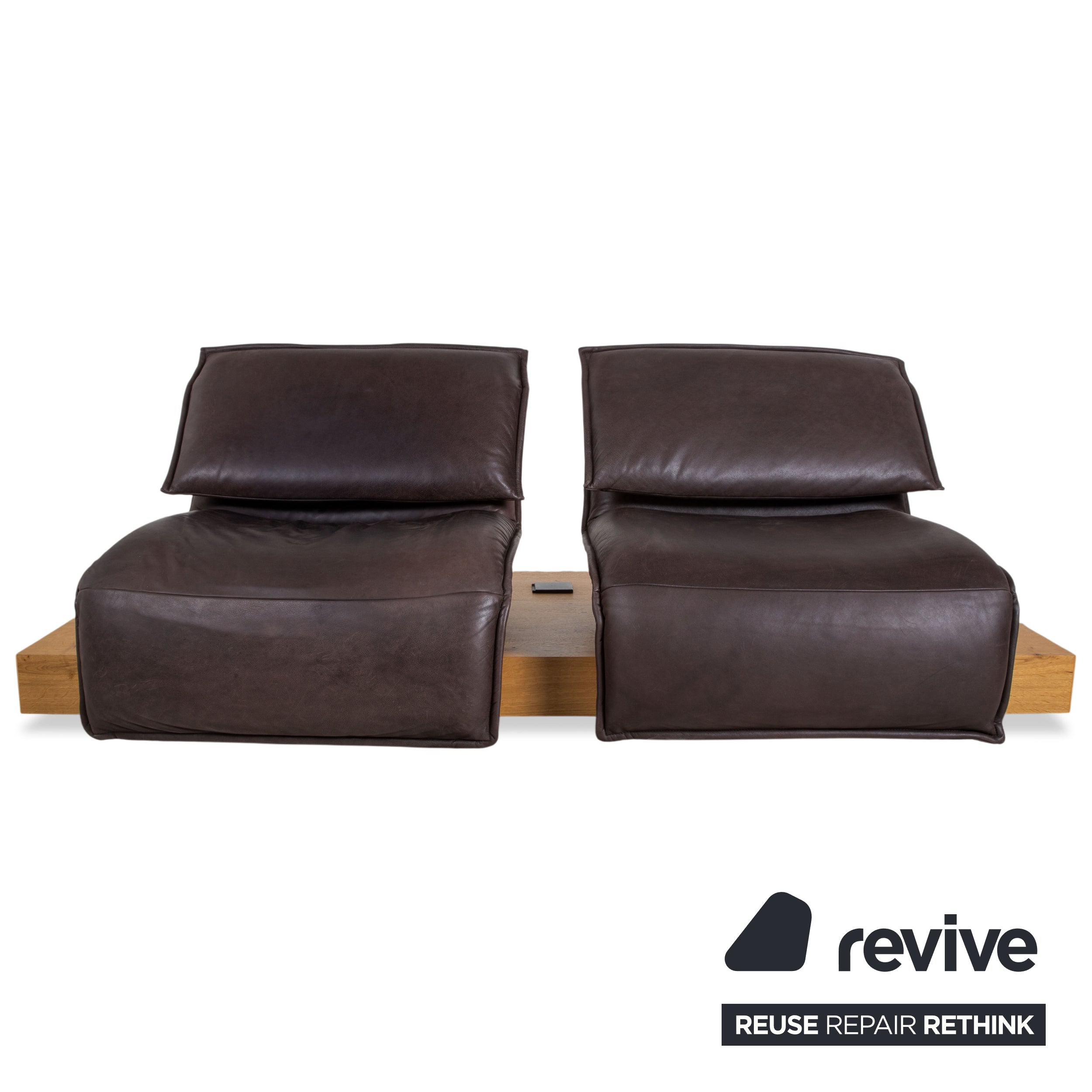 Koinor Free Motion Edit 3 Garniture en cuir Deux places & Pouf Marron Chocolat Canapé fonction électrique/manuelle