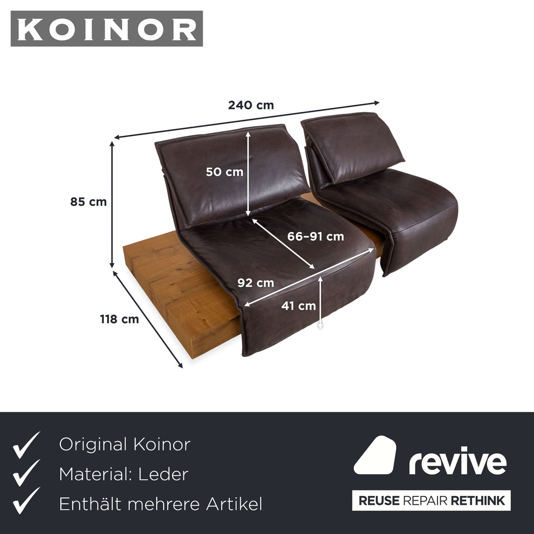 Koinor Free Motion Edit 3 Leather Suite Two-Seater & Ottoman Chocolate Brown Sofa Couch Electric/Manual Function