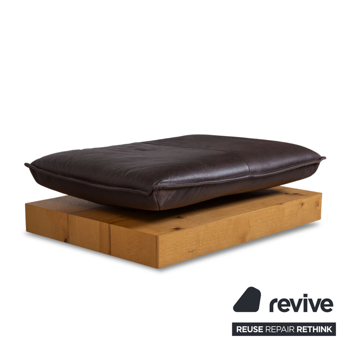 Koinor Free Motion Edit 3 Leather Stool Chocolate Brown Wood Manual Function