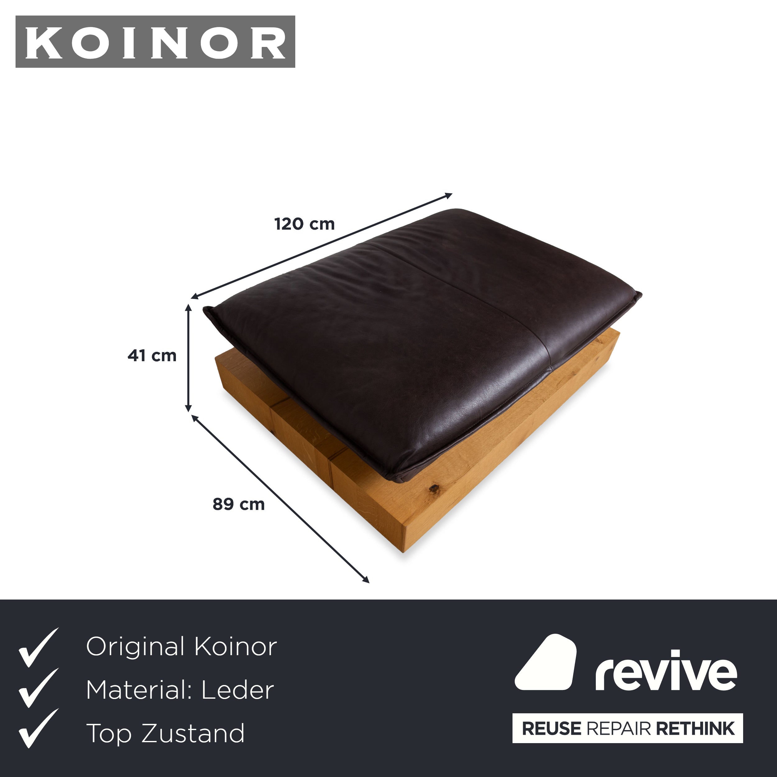 Koinor Free Motion Edit 3 Cuir Repose-pieds Marron Chocolat Bois fonction manuelle
