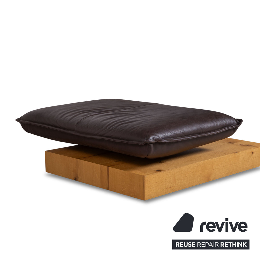 Koinor Free Motion Edit 3 Leather Stool Chocolate Brown Wood Manual Function