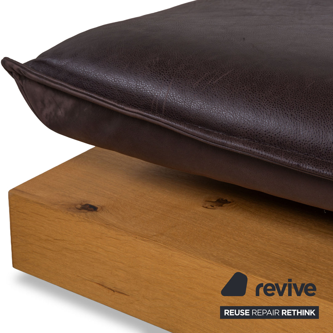 Koinor Free Motion Edit 3 Leather Stool Chocolate Brown Wood Manual Function